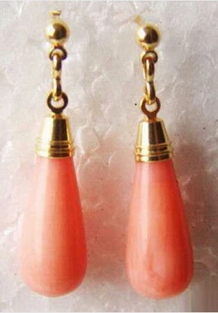 

Beauty 20MM Pink Coral Earrings Lovely Fine Nobility Lady's Women's Earrings Genuine Natural stone gems Fortune Fine jewelry