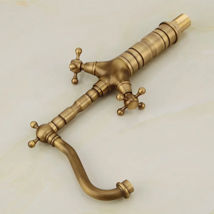 Basin Faucets Antique Brass Bathroom Basin Sink Faucets Swivel Dual Handle Hot Cold Washbasin Bath Mixer Tap WC Taps ZLY-6712F