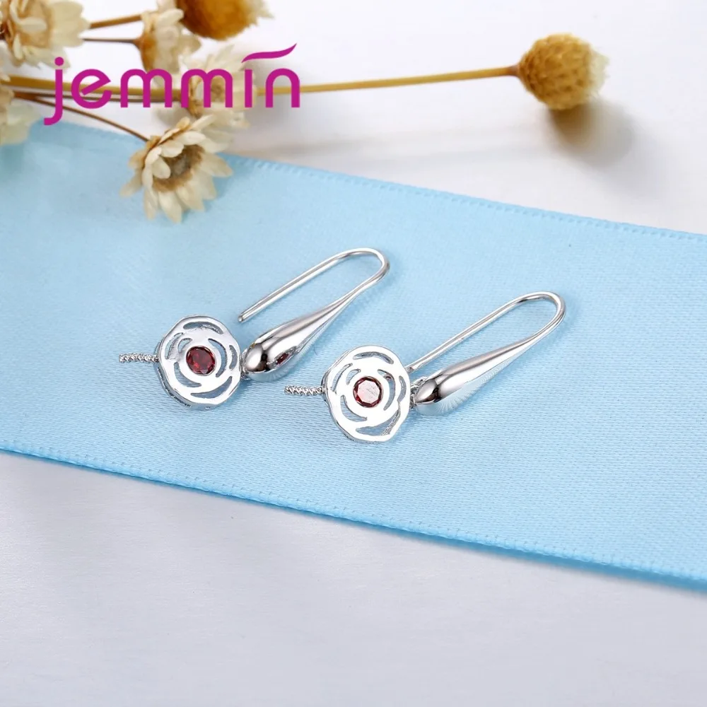 Unique Fine Red Crystal Jewelry Findings 925 Sterling Silver Earring Components DIY Jewelry Accessories Prevent Allergy