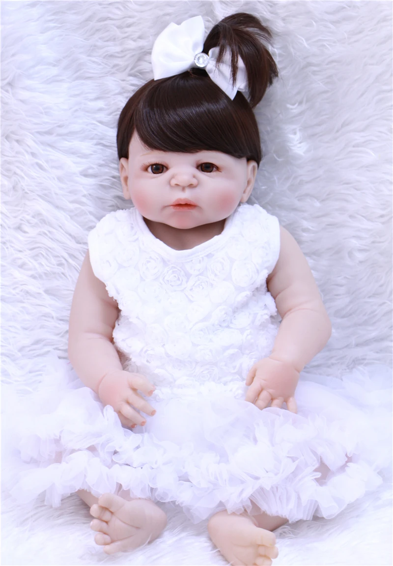 

Reborn babies toys 22" lifelike full body silicone vinyl girl doll reborn children doll toys gift alive bebe reborn bonecas