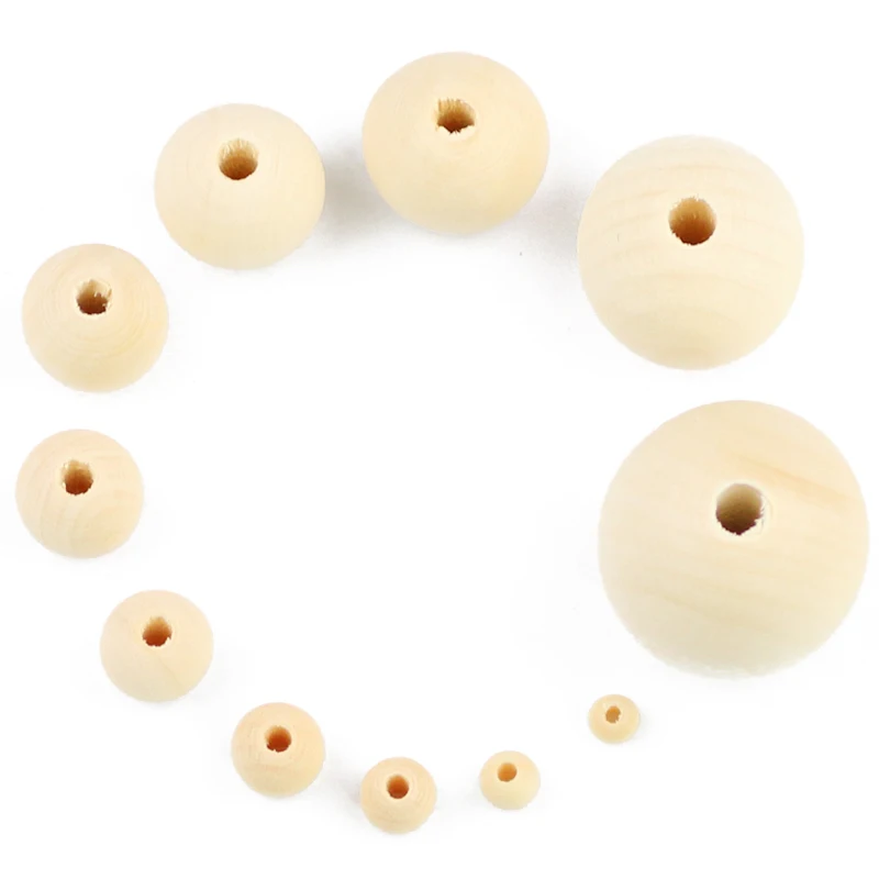 JHNBY Handmade Wooden Beads 5~30MM Natural wood Eco-Friendly Round Loose beads for Jewelry bracelet making DIY Accessories Toys