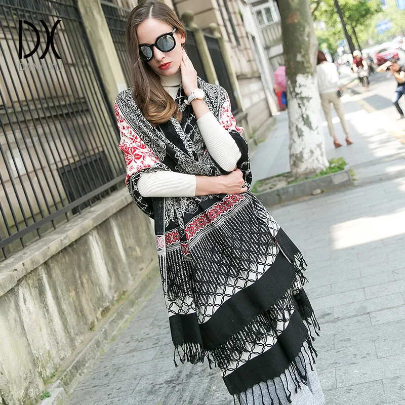 Winter luxury Brand Plaid Cashmere Women Oversized Blanket Scarf Wrap Warm Wool Scarf Women Pashmina Shawls and Scarves 2017