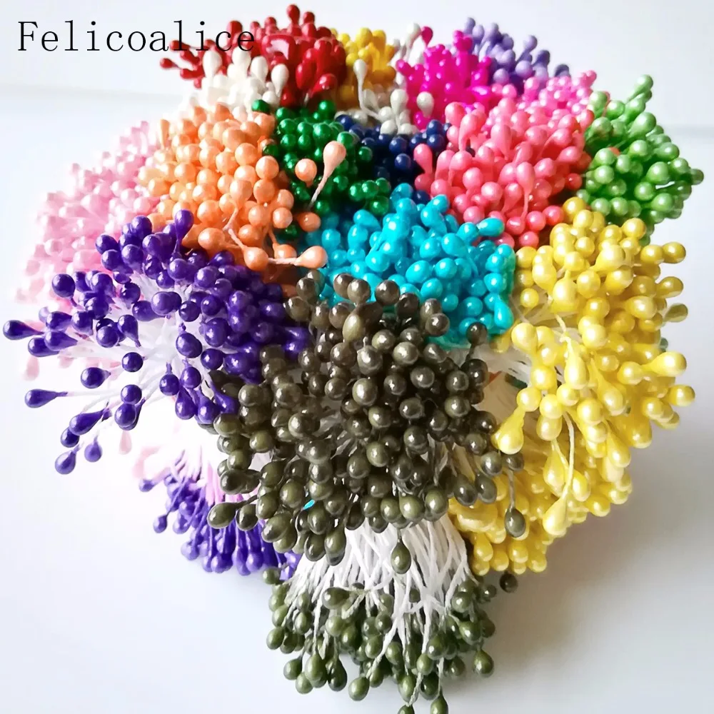 3mm 500 stücke Perle Blume Staubblatt Stempel Kuchen Dekoration Für DIY Doppel Köpfe Floral Staubblatt Für DIY Hochzeit dekoration – Detail 9