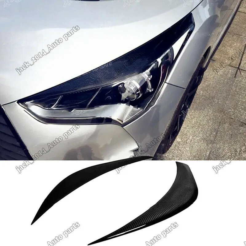 Real Carbon Fiber Eyebrows Eyelid Headlight Cover Fit for Hyundai Veloster 2011 2012 2013 2014 2015 2016 2017