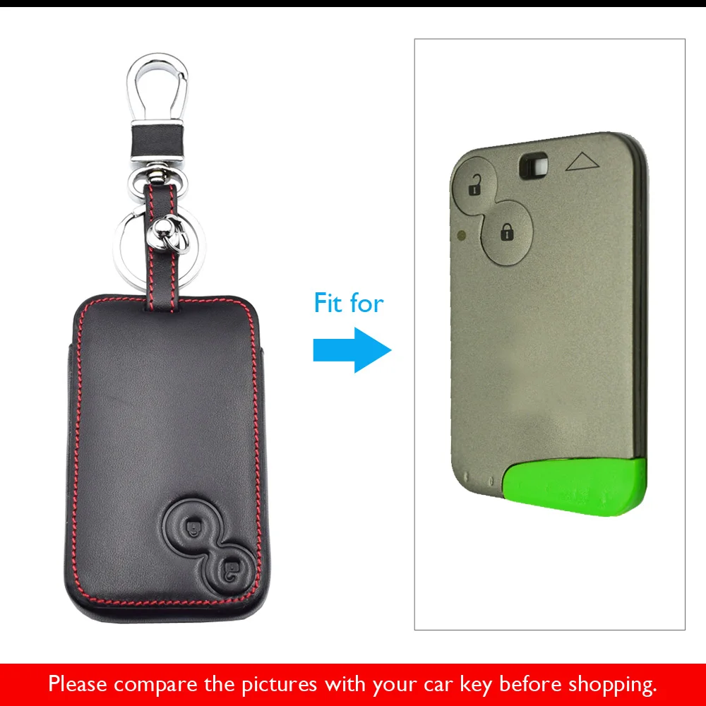 Leder Auto Schlüssel Fall Für Renault Laguna Espace 2 Tasten Smart Keyless Remote Fob Schutz Abdeckung Schlüsselbund Tasche Auto Zubehör – Detail 1
