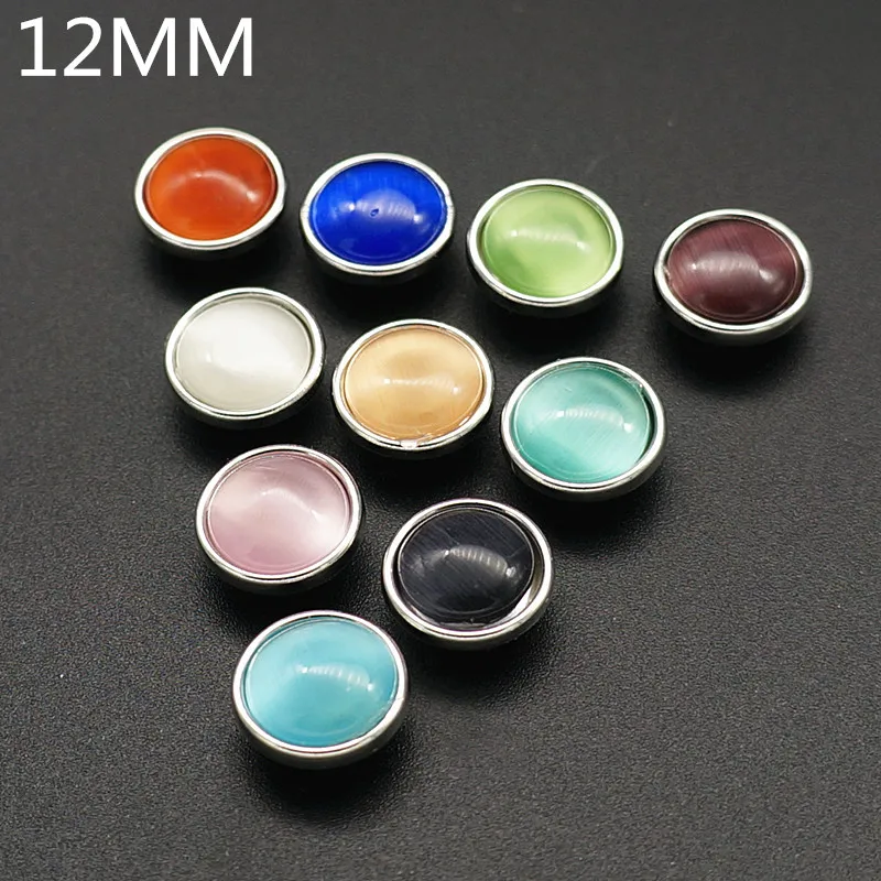 New NS5015 Mixed 10pcs 12mm Natrual cat eye stone Beauty giner snap buttons fit DIY snap bracelet Jewelry wholesale