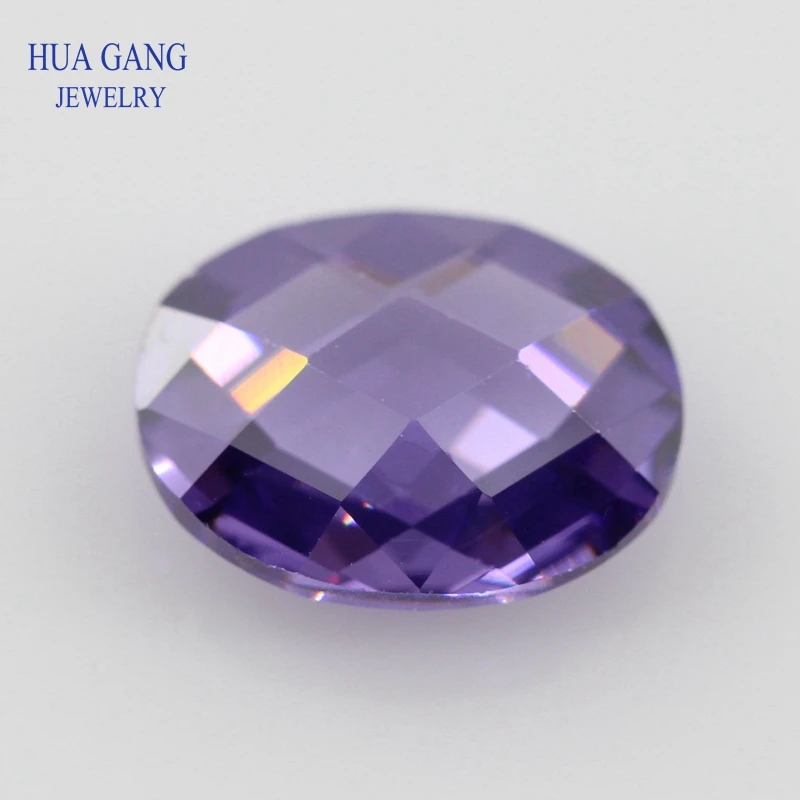 

Purple CZ Stone Oval Shape Double Checkerboard Synthetic Gems Cubic Zirconia For Jewelry Size 3x5~13x18mm