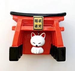 Handmade Painted Fushimi Inari Shrine White Fox 3D Fridge Magnets Japan Tourism Souvenirs Refrigerator Magnetic Stickers Gift