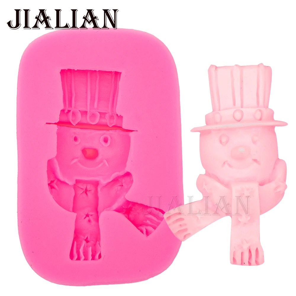 Christmas snowman scarf Shape Fondant Candle Mold Chocolate Moulds soap Silicone tools For Cakes Decorating T0581