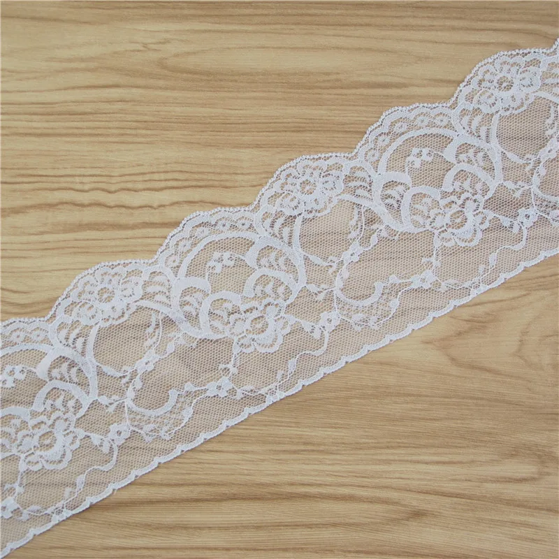 Polyester Lace Trim White Fabric, Sewing Accessories, Cloth, Wedding Dress Decoration Ribbon, Craft Supplies, 100Yards, L876