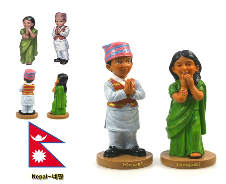 

Hot Sale Hand-painted Nepal National Costumes A Pair Of Doll Statue Resin Crafts Tourism Souvenir Gifts Collection Home Decor