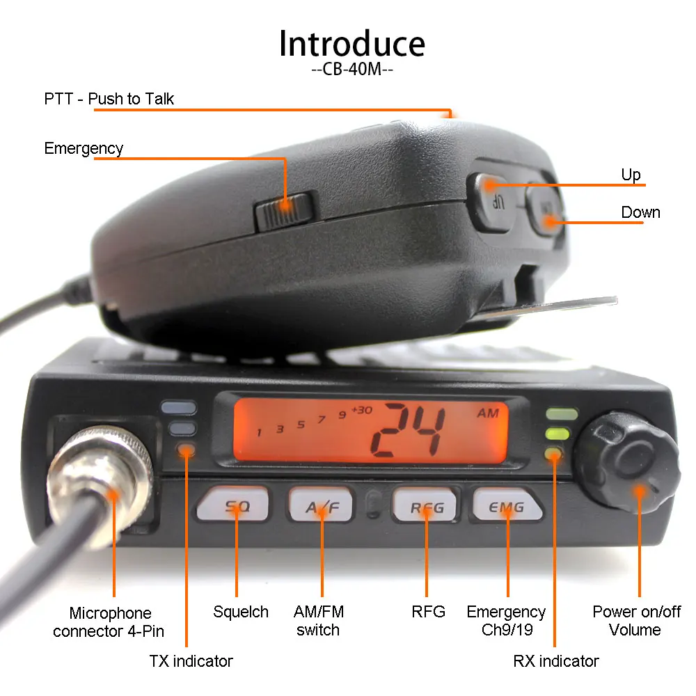 Anysec- Mini Radio CB de 8W, CB-40M, transceptor de banda, AM/FM, AR-925, 25.615-30.105MHz, 10 metros, nuevo