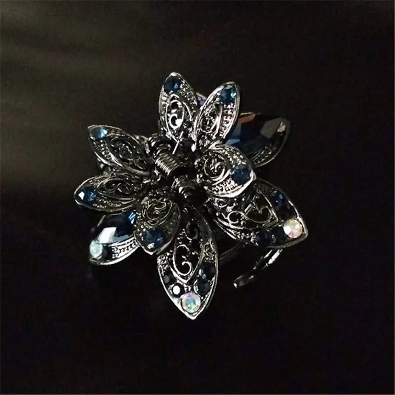 Fashion Big Flower Hair Clips Women Hair Jewelry Vintage Metal Crab Clip Hair Claws For Gilrs Gifts Wedding Hair Accessories