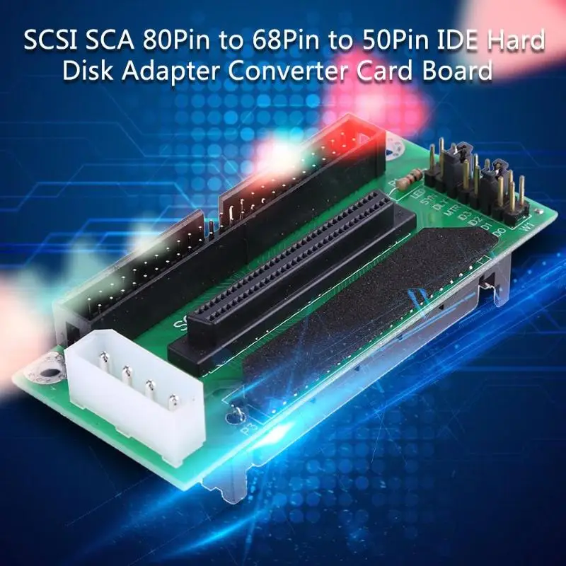 SCSI SCA 80 Pin to 68Pin to 50 Pin IDE Hard Disk Adapter Converter Card Module Board Transmit Data Synchronously