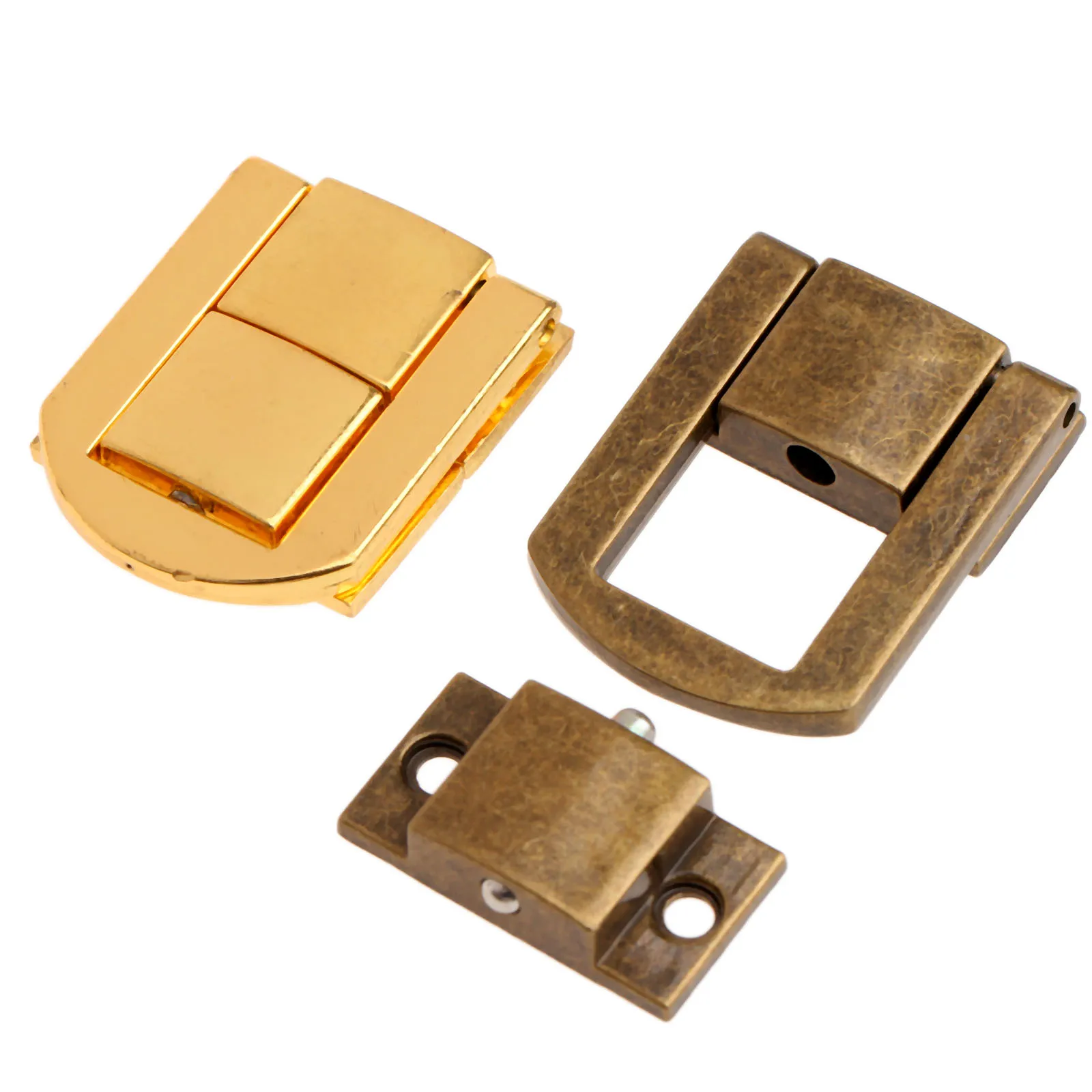 1Pc Antique Bronze/Gold Vintage Lock Antique Bronze Hasp Jewelry Chest Box Gift Box Case Buckles Hasp Latch Catch Clasp 30x24mm