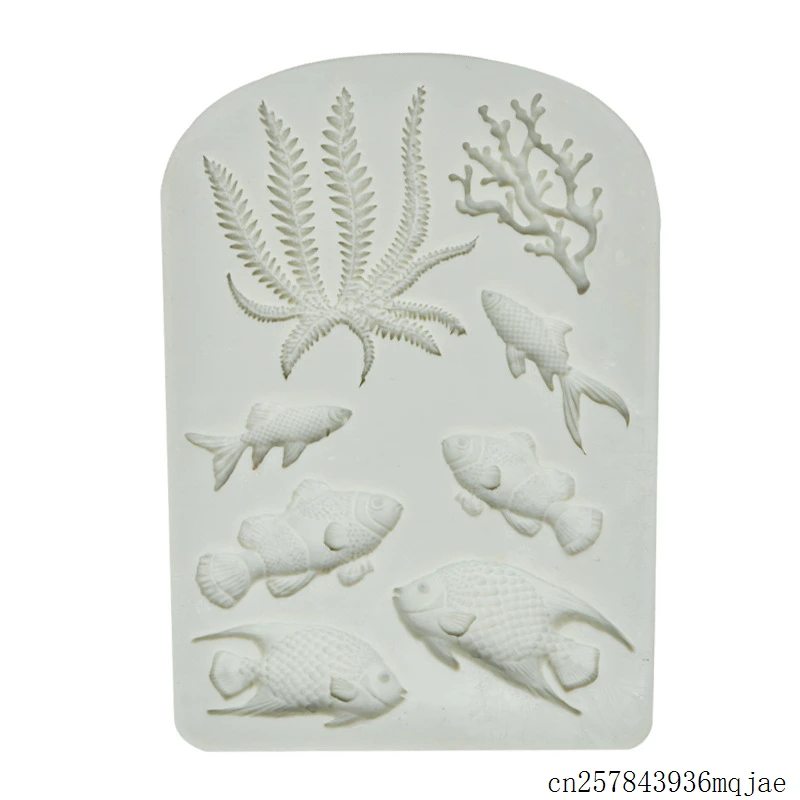 50pcs Fish Seaweed Mold Fondant Cake Decorating Tools DIY Silicone Cake Border Sea Coral Cupcake Chocolate Moulds