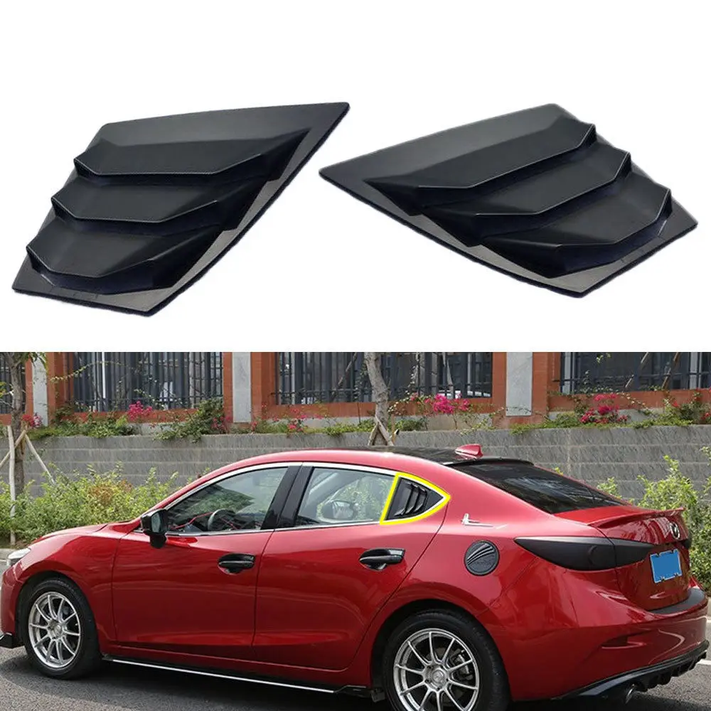 

BBQ@FUKA New Car Accessories Black Rear Window Side Louvers Vent Panel Trim For Mazda 3 Axela 4Dr Sedan 2014 2015 2016 2017 2018