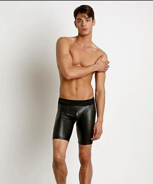 Free shipping Men sexy low-waist tight imitation leather pants leggings patent leather nightclub stage youth underwear