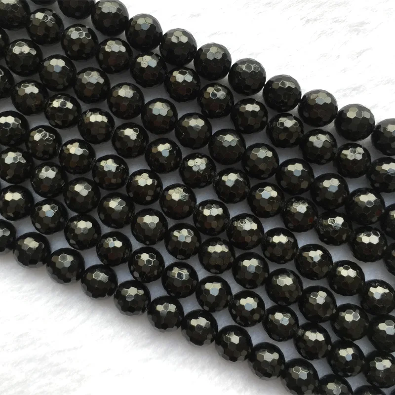 Natural Genuine Black Tektite Round Loose 128 Faceted Beads 10mm 12mm 15