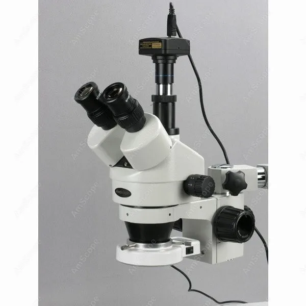 LED Boom Stand  Microscope--AmScope Supplies3.5X-45X LED Boom Stand Stereo Zoom Microscope + Digital Camera