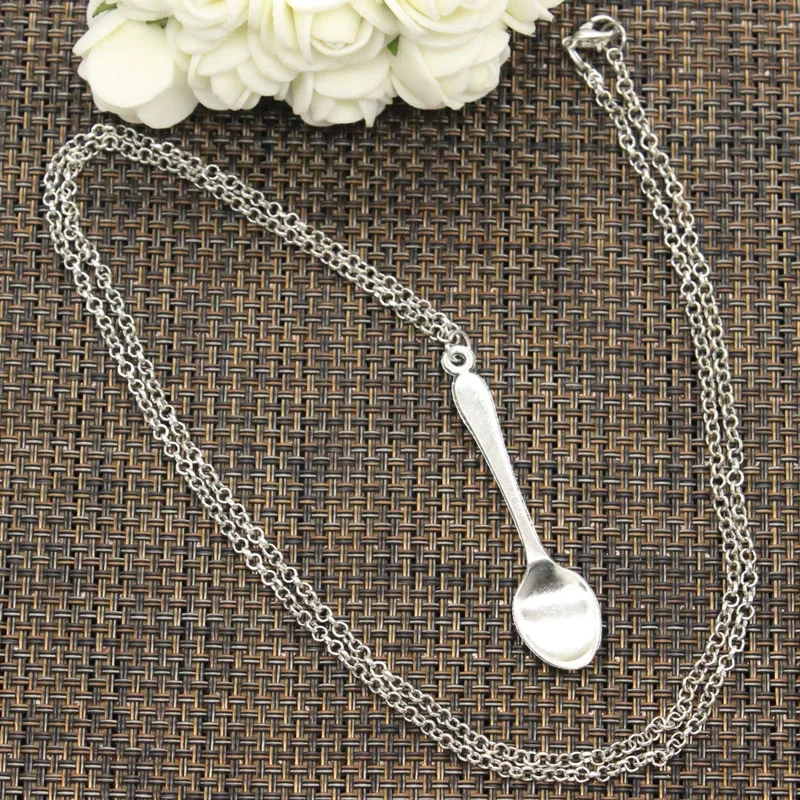 New Fashion Tibetan Silver Color Pendant Spoon Choker Charm Short Long DIY Necklace Factory Price Handmade Jewelry