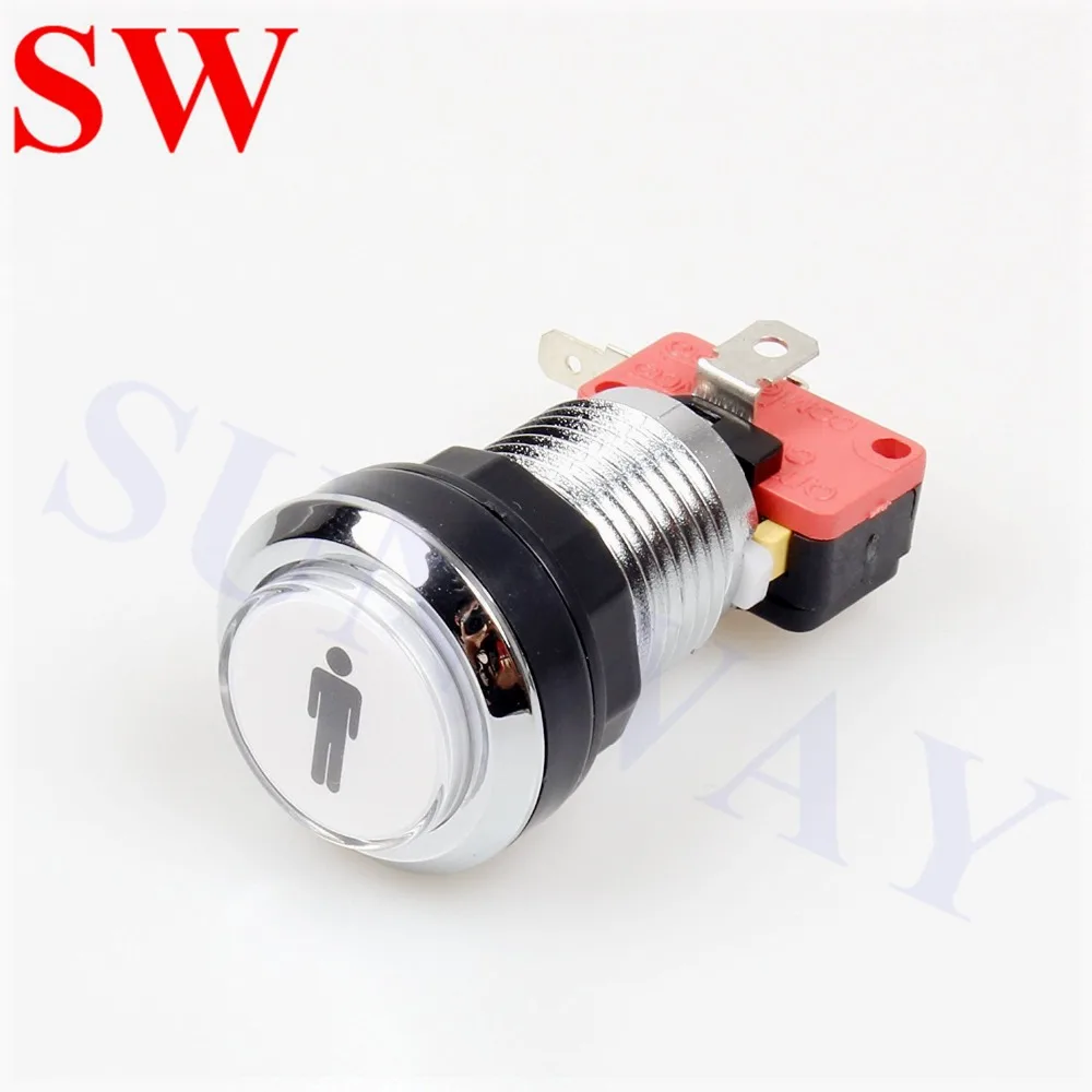 1PC 12V LED Chrome moneta przycisk posrebrzany 1 odtwarzacz 2 odtwarzacz podświetlany przycisk podświetlana dioda LED przycisk z mikroprzełącznikiem