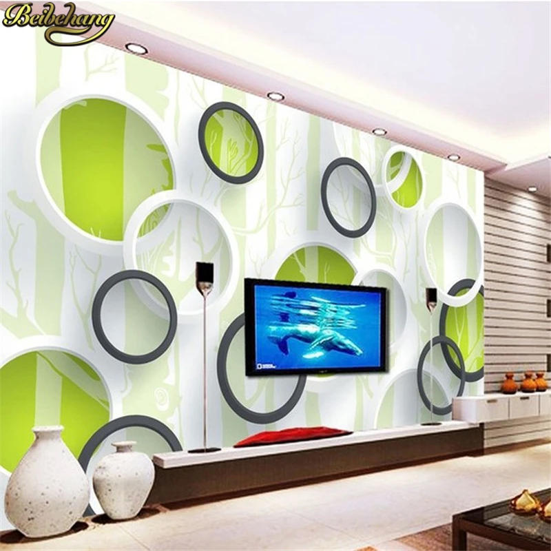 beibehang any size Simple ring 3d  European minimalist bedroom living room TV backdrop KTV3D stripes abstract mural wallpaper