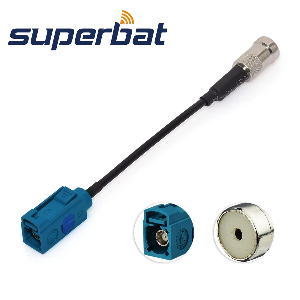 Superbat DAB/DAB+ FM AM Car Digital Radio Aerial Antenna Converter ISO to Fakra Z Adapter Cable RG174 10cm for Auto DAB+