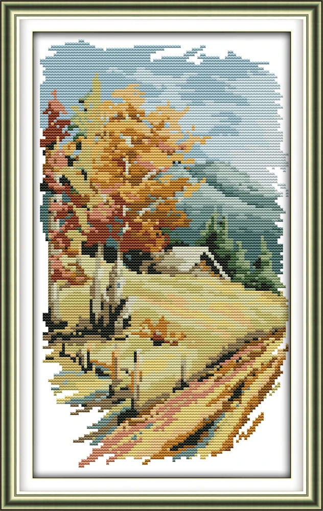 Joy Sunday Long version of the four seasons Cross stitch Embroidery kit Print Canvas Modern Wall Art Painting For Home Decor