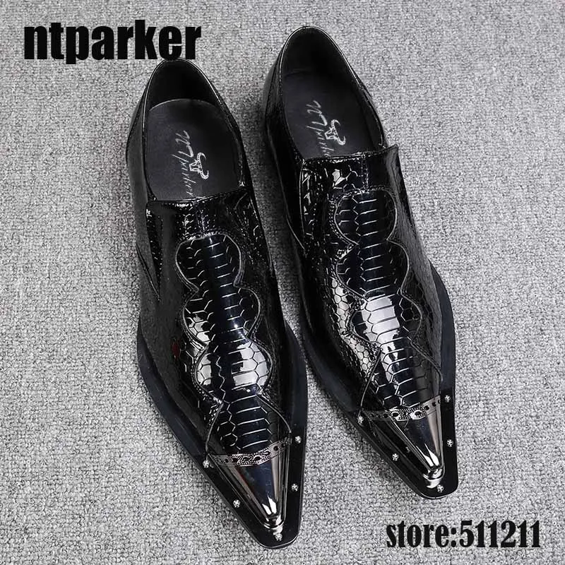 ntparker British Style mens shoes high Increased italian dress shoes patent genuine leather wedding dance shoes for men, EU38-46