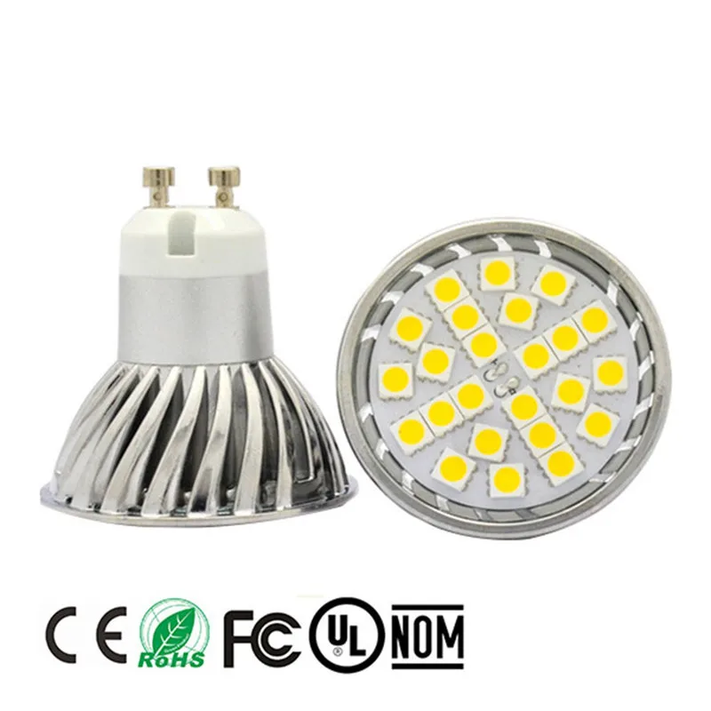 

50Pcs GU10 LED Spotlight Lampada LED Lamp 220V 24 SMD5050 Dimmable SpotLight Lamparas LED Bulbs GU 10 Christmas Home Lighting