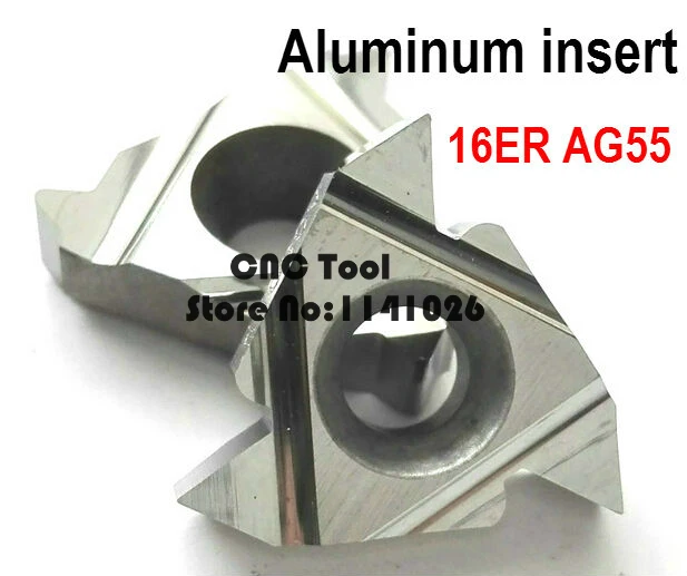 16ER AG55 untuk Aluminium Tungsten Carbide Threading Lathe Sisipan Tungsten Carbide Sisipan 55 derajat Eksternal Threading Sisipan