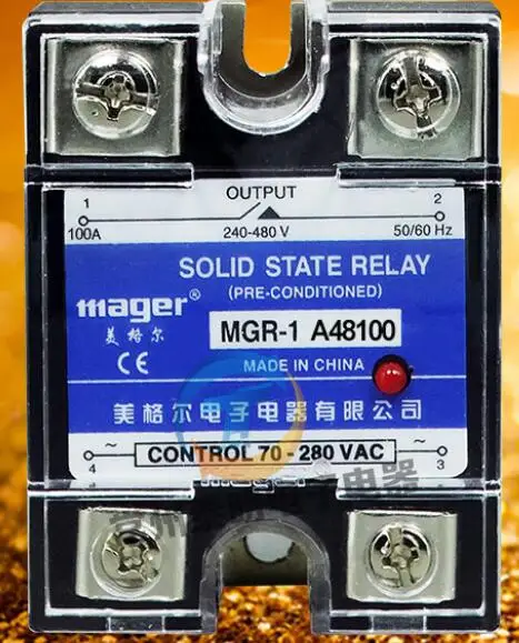 mager Genuine new original SSR Single phase solid state relay 100A 220VAC-AC AC control AC MGR-1 A48100   240-480V   70-280VAC