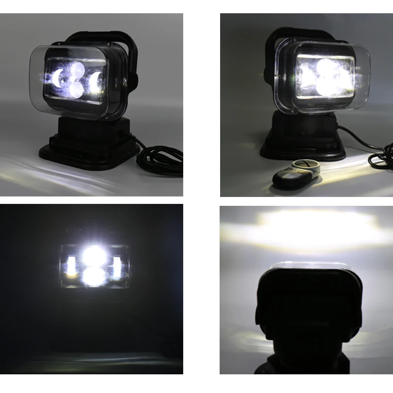 60W 7 Inch 360 Degree Wireless Remote Control Led Spotlight Marine Search Light 12/24v For Truck Off-Road 4x4 Boat