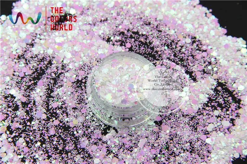 TCI03-H1 Pearlescent Indescent White Pink Light Colors Hexagon shapes Glitter for nail art  makeup  DIY and Holiday's decoration