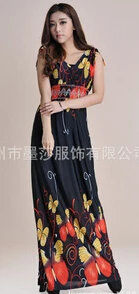 Beach Dress Plus Size 6XL Dresses Women Summer Casual Clothing Bohemian Silk Floral V-neck Maxi Dress Casual Vestido C99