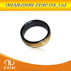 125KHZ/13.56MHZ RFID Golden Ceramics Smart Finger Ring T5577/UID Chip Wear for Men or Women