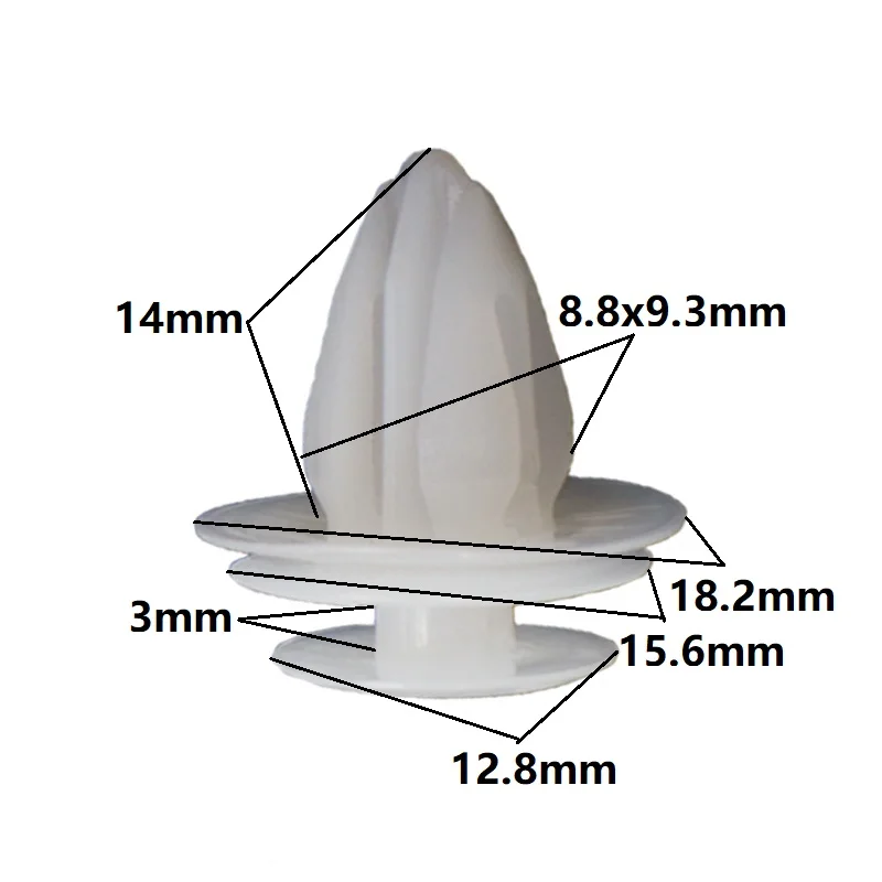 100Pcs White Auto Solid Car Interior Trim Door Card Panels Clip Snaps Fastener 9mm Universal Type