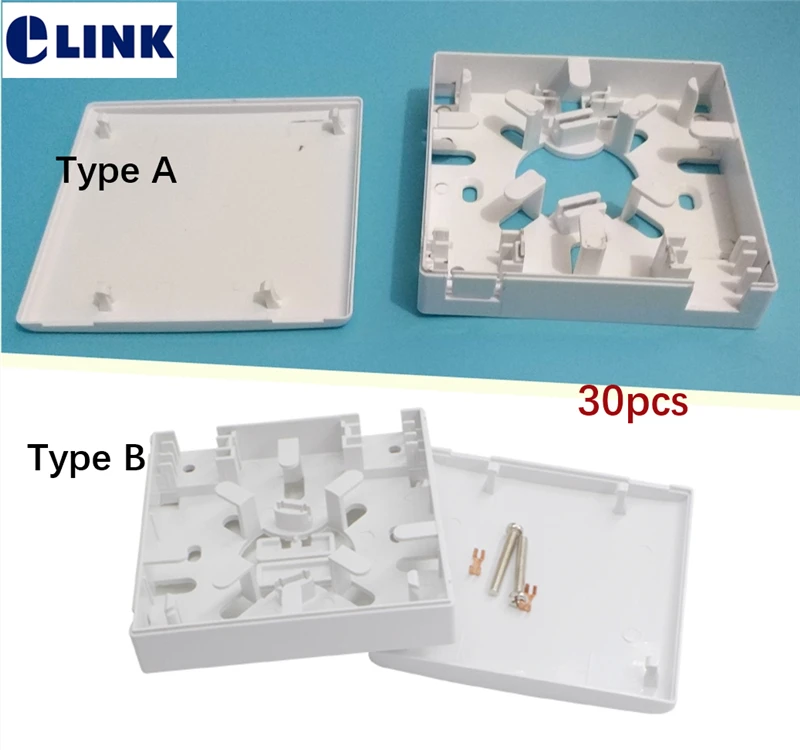 Elink-abs Junction Box Ftth Terminal Box Montagem em Parede Patch Panel Branco 2port Caixa de Plástico 86 tipo Fábrica por Atacado 30 Pcs