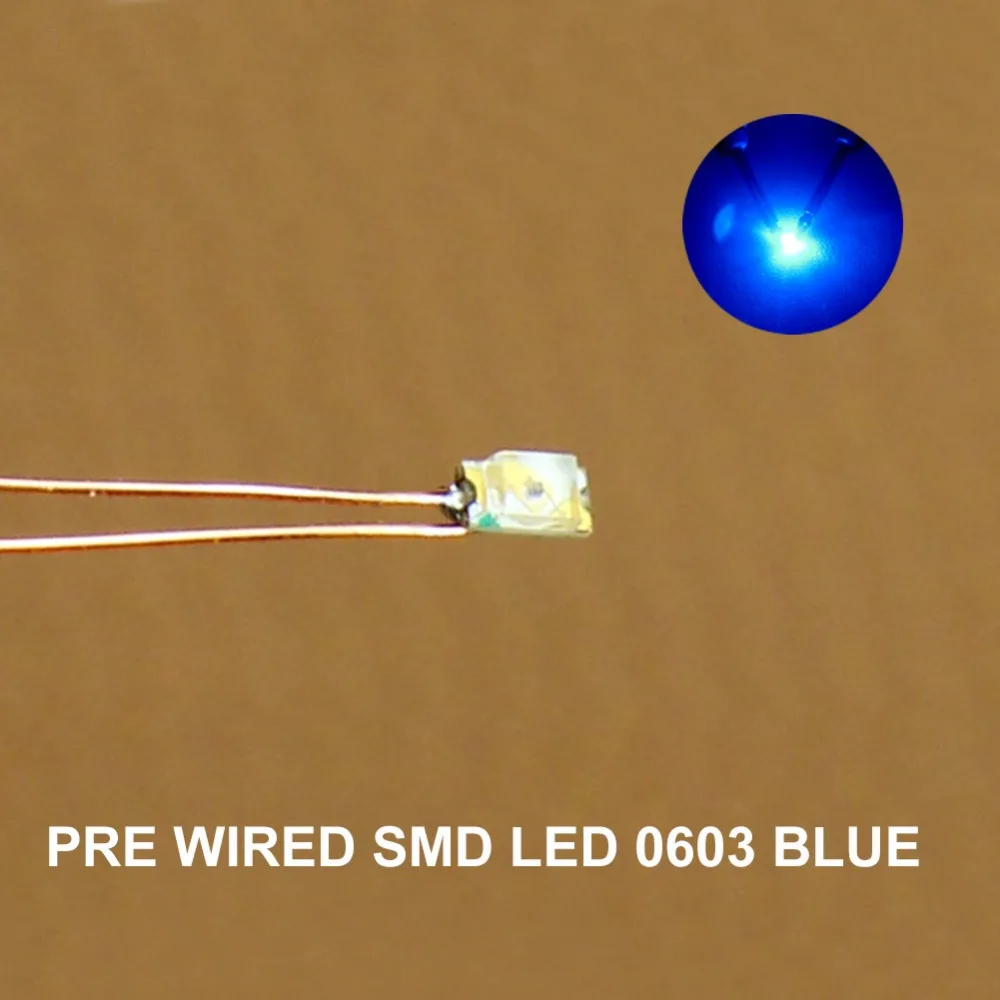 Evemodel C0603 20pcs SMD LED 0603 Light Pre-wired micro 0.1mm Copper Wire Lights White Warm Red Blue Green Yellow Orange