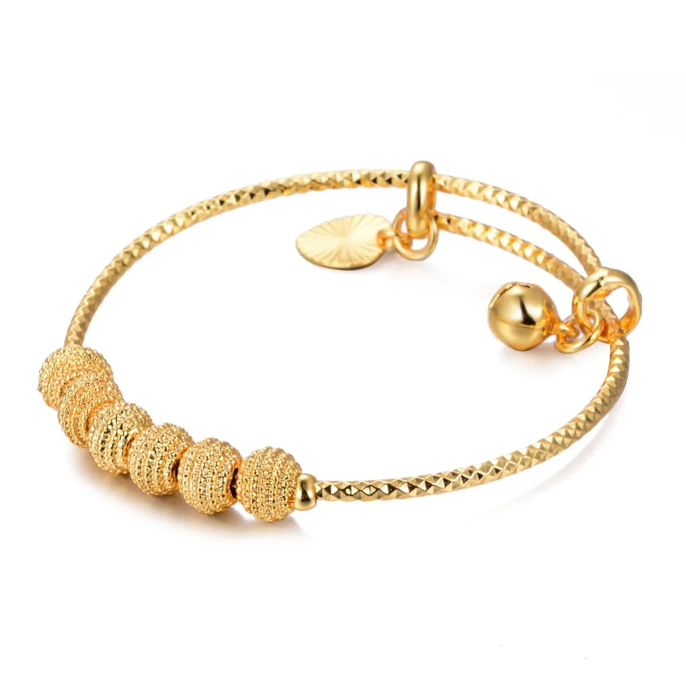 Trendy Children\'s bracelet Small Bangles&Bracelet Lovely Gold Color Charm Beads Baby Bracelet bangle Jewelry Gift