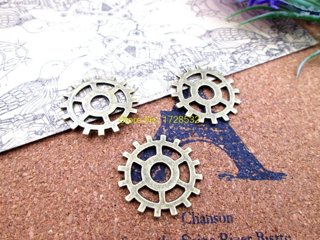 

15pcs--Antique Tibetan bronze Gear Charms Pendant, Gear Charms Connector 25mm