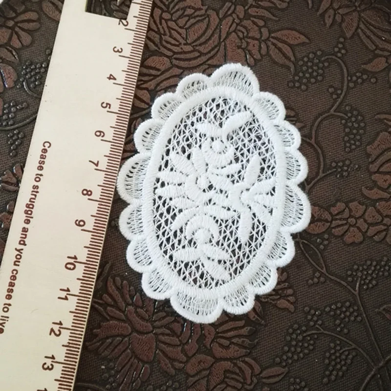 10Pcs/Lot White Cotton Organza Embroidery Fabric Lace Patch Trim Clothes Wedding Dress Diy Applique Scrapbooking NL359