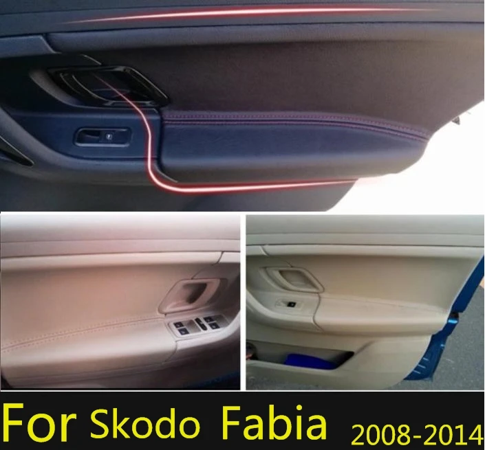 For Skoda Fabia 2008 2009 2010 2011 2012 2013 2014 Microfiber Leather Car Door Armrest Panel Protective Cover car interior