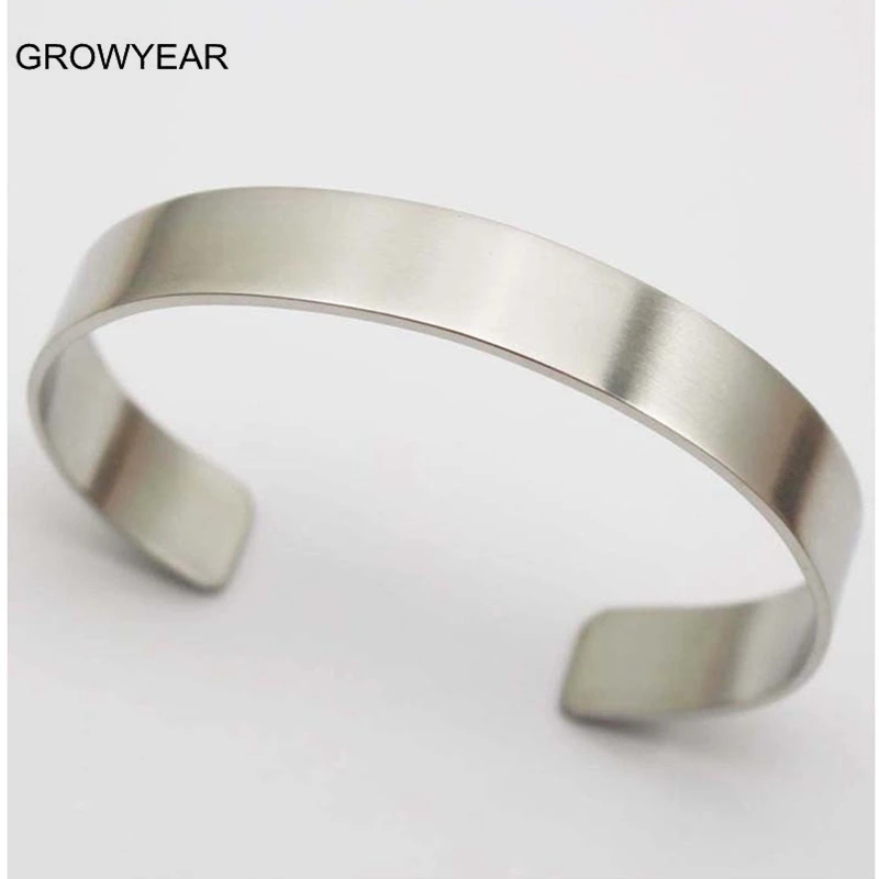 Big Cuff Bracelets Bangles Silver Color Blank Simple Classic Stainless Steel Men Cuff Bracelet