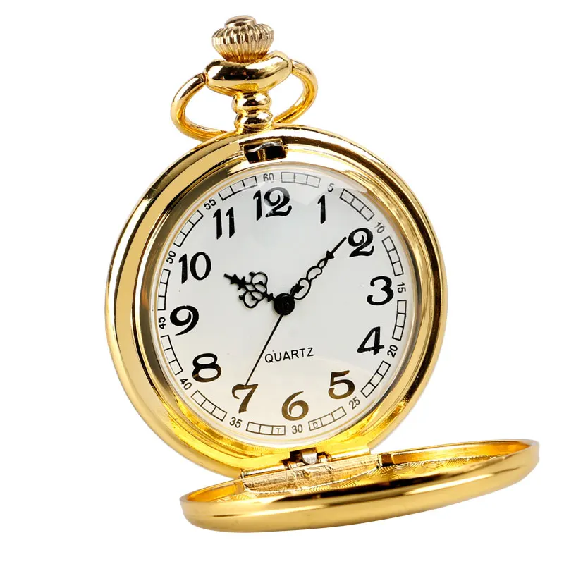 Golden Polished Stainless Steel Pocket Watch Continental-style Retro Fashion for Men and Women Gift Pocket Watch