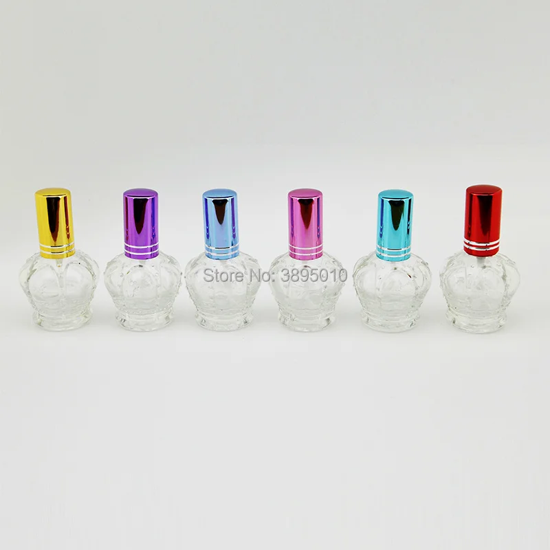 15ML High Quality mixed Colors Refillable Clear Glass Spray Perfume Bottle Empty Imperial Crown Parfum Case F483