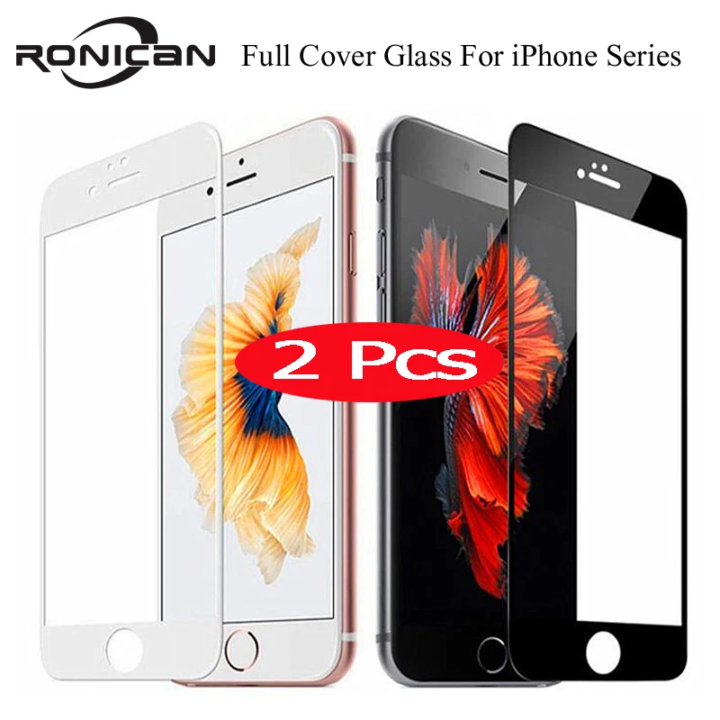 2Pcs 9H Full Cover Tempered Glass For iPhone 7 8 Plus X XS Max XR 5 5s 6 Screen Protector Film For iPhone 11 12 Pro Max 12 mini