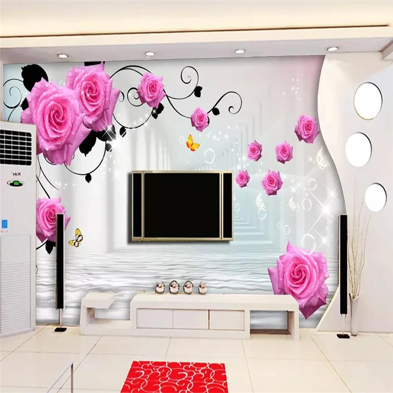 Decorative wallpaper series 3D painting of the background wall of the rose TV