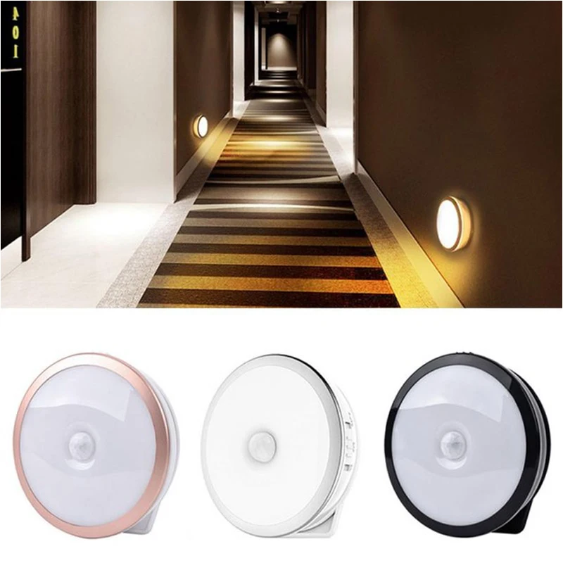 Warm White Night Light with Motion Sensor Lights 6 LEDs Night Light USB Rechargeable Home Indoor Wall mounted Lamp Energy Saving